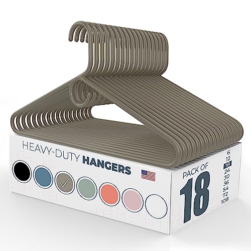 Heavy Duty Clothes Hangers 18 Pack – Made in the U... (Gray)