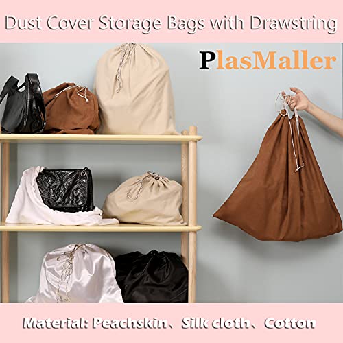 PlasMaller Dust Cover Storage Bags Silk Cloth with Drawstring Pouch For Handbags Purses Pocketbooks Shoes Boots Set of 6, Pink (23.6 x 19.6 in)