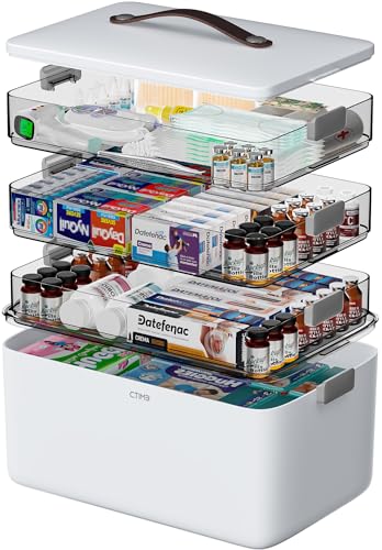 4-Tier Medicine Organizer - Portable Medicine Cabi... (White | Plastic)