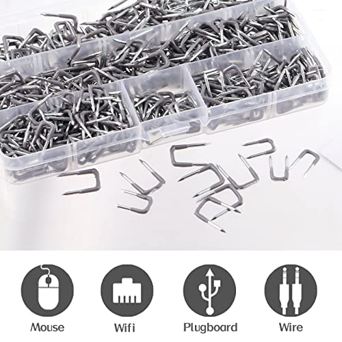 Keadic 540Pcs Insulated U Staple Nail Assorted Size Set, 0.56", 0.44“, 0.41", 0.36" Electrical Cable Staples Metal Cable Clip with Plastic Staple Wire Holder for Fixing Wires Cables