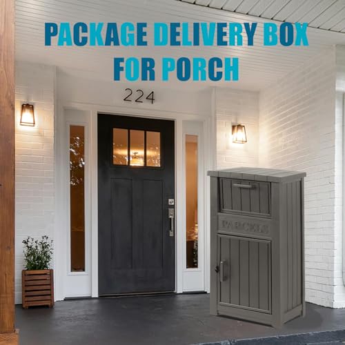 Package Delivery Box for Outside, Outdoor Storage with Lockable Secure, Anti-Theft Parcel Drop Boxes Outdoor Package Delivery and Waterproof for Porch, House, Curbside