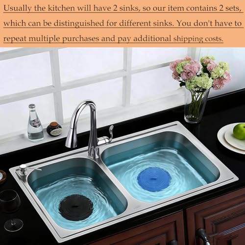Seatery 4PCS Kitchen Sink Strainer Stopper Kit, Universal Silicone Sink Drain Plug Cover, Drain Water Stopper, 4.5 Inch Stainless Steel Sink Drain Strainer, Food Debris Catcher for Kitchen