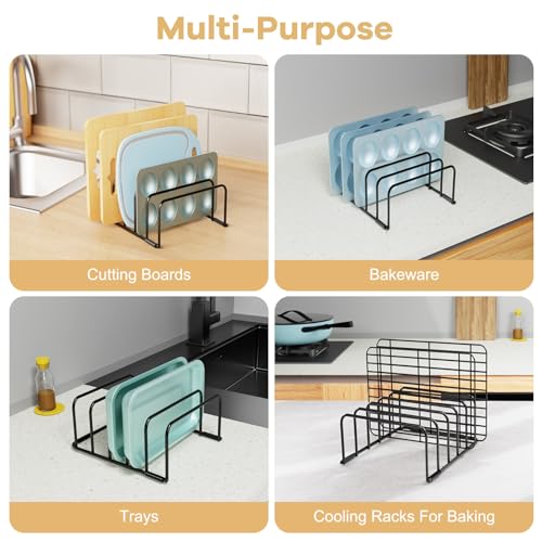 Cutting Board Organizer Storage, Baking Sheet Rack under Cabinet | Heavy Duty Cookie Sheet Organizer, Metal Cutting Board Holder, Space-saving Plate Holder for Cabinet, Tray Divider for Drawer