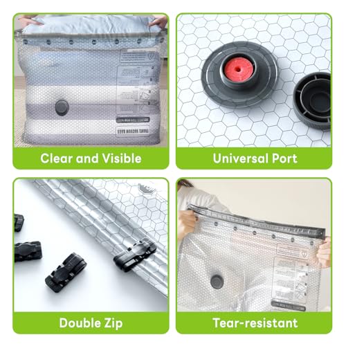 15 Pack Vacuum Bags for Travel with USB Pump,Cordless Travel Vacuum Bag Set for Luggage and Suitcase,Portable Space Saver Storage Seal Packing Bags for Clothing