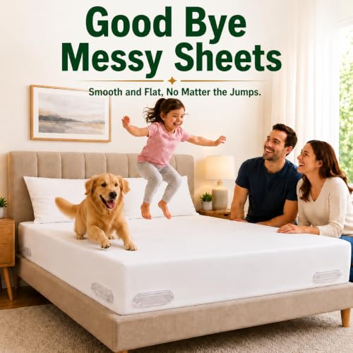 Upgraded Bed Sheet Holders for Corners, 4PCS Fitted Sheet Clips, Heavy Duty Sheet Straps, Bed Sheet Fasteners, Lock Sheet Holders Keep Sheets Firm & Tight, Fits Twin Full Queen King Mattresses