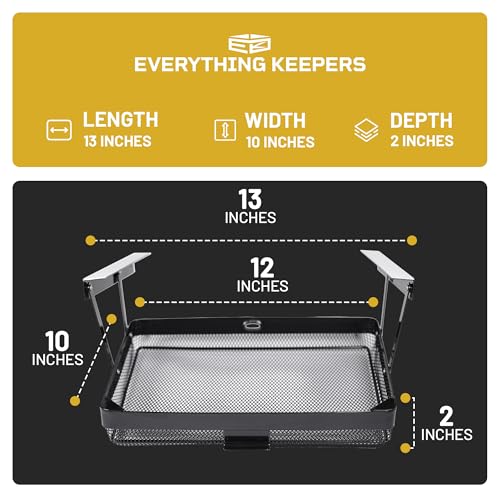 KEEPERS - Under Desk Drawer Slide Out – Metal Under Desk Storage Drawer for Office, Home, RV, Kitchen – Slim Under Table Drawer Attachment with Easy DIY Mount - Under Desk Organizer - 13x10x2.5In