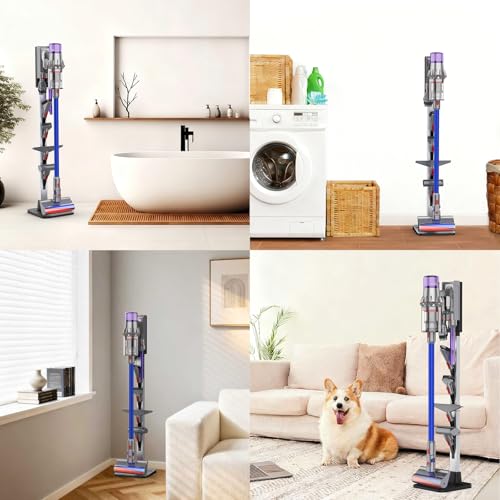 Vacuum Stand for Dyson, Compatible with V15/V12/V10/V9/V8/V7/V6/G5, Aluminum + Plastic Material, Adjustable Height, with Hidden Cord Management
