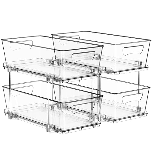 Simple Houseware 2Pcs 2-Tier Slim Drawer Cabinet Pull-Out Organizer, Clear