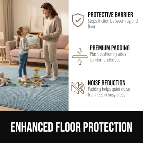 GORILLA GRIP® Premium Dual Sided Thick 5x7 Rug Gripper Pad for Hardwood Floors, Breathable Slip Resistant Pad Grips Under Carpet Area Rugs for Hard Surface Floor Protection, Easy Trim Mats, Beige