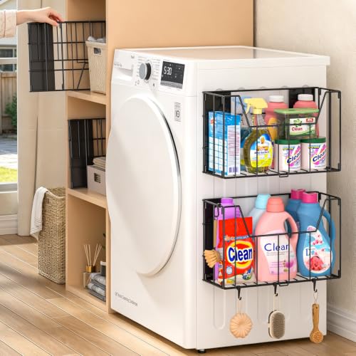 2-Pack Magnetic Folding Storage Shelf, No Drill He... (2 Count | Black | Metal)
