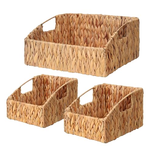 Rattan Storage Baskets, Handwoven Wicker Storage B... (Yellow | Water Hyacinth)