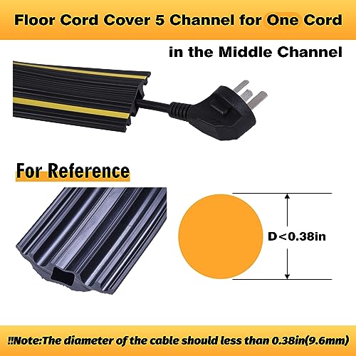 6FT Floor Cord Cover-Cord Cover Floor,Power Cable Protector Soft Extension Floor Cable Cover to Organize and Protect Wire on Floor, Electrical Cord Covers for Floor (6ft)