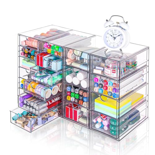 Clear Acrylic Desk Organizer with 20 Drawers, 4 Mo... (Clear Acrylic)