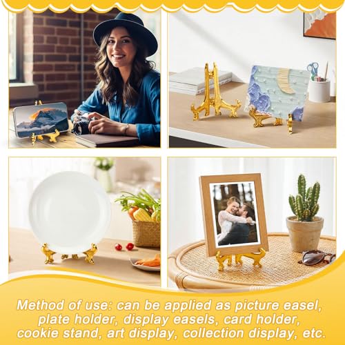 48 Pcs Mini Easel Stands 3 Inch Plastic Plate Stan... (Gold | Plastic)