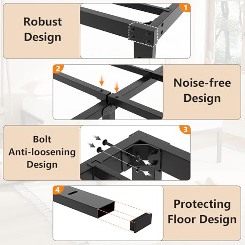 VINGLI 12 Inch Full Bed Frame, Heavy Duty Metal Platform, No Box Spring Needed, Steel Slat Support, Easy Assembly, Noise-Free, 10.4 inch Underbed Storage Space, Black
