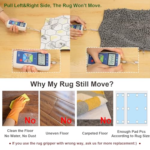 Anti Slip Carpet Grips 8 Pcs Vacuum Technology Carpet Gripper for Hardwood Floors Anti Curling Rug Pad Grippers Washable Keep Corners Flat