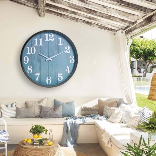 Large Outdoor Indoor Clock Waterproof,18 Inch Waterproof Oversized Wall Clocks,Silent Movement Battery Operated for Garden Patio Pool Room Office Decorative Gifts