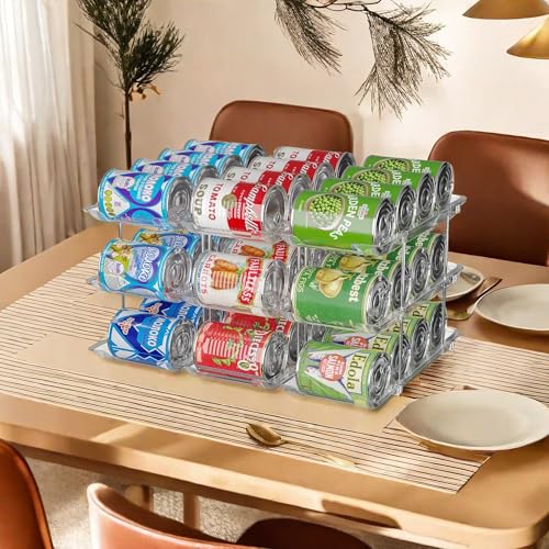 Can Organizer for Pantry, 3-Tier Stackable Can Dis... (Clear | PET)
