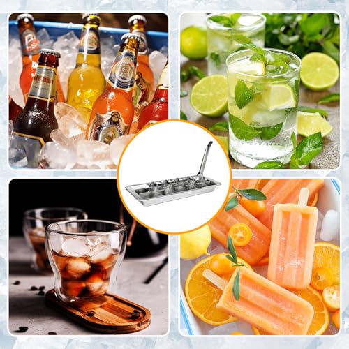 Stainless Steel Ice Cube Tray with 18 Slots, Metal Ice Cube Maker with Removable Trays, Easy Release Handle & Level, Dishwasher Safe for Bars, Kitchens & Frozen Foods