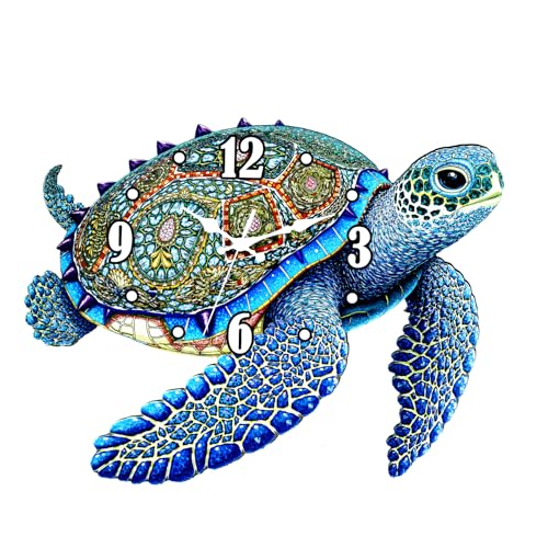 Turtle Outdoor Clock Waterproof for Patio Pool Garden Decor,11.3"x15.2" | Nautical Coastal Decorative,Silent,Inoor/Outside