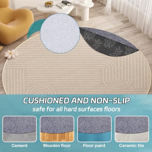 Waterproof Rug Pad Round 1/8 Thick Waterproof Non-Slip Rug Pad, Pad for Hardwood Floors,Rug Pads for All Floors and Finishes, Keeps Carpets in Place Soft and Safe(6FT)