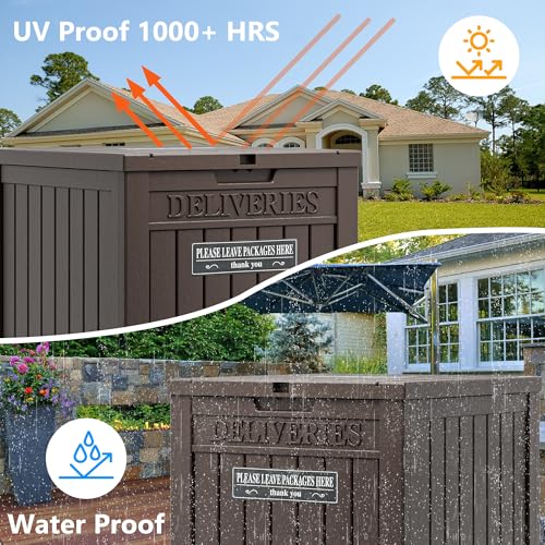 Package Delivery Box for Outside, 48 Gallon Storage with Lockable Secure, Large Resin Outdoor Package Drop Container