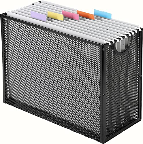 Sinboun Hanging File Organizer Includes 5 Hanging Folders for Office, Black