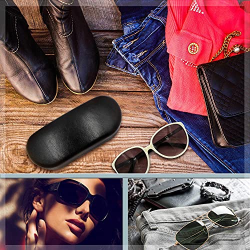 Large Sunglasses Case - Hard Glasses Case Holder w/Pouch & Cloth - Eyeglass Case Aviator Frames Men & Women
