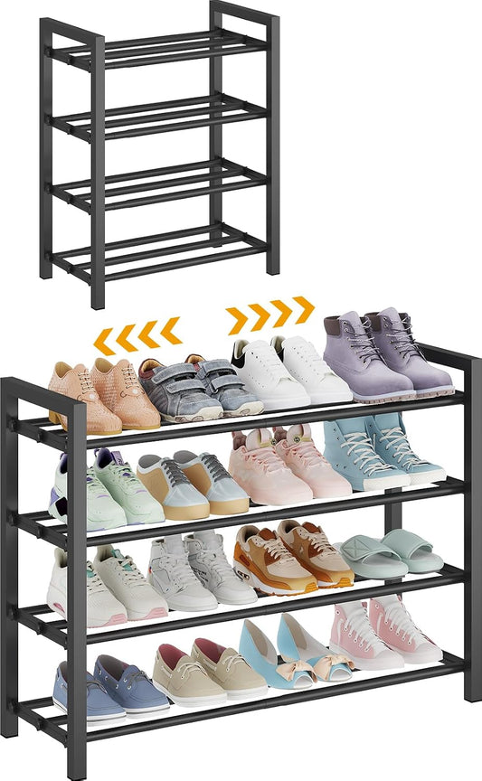 3-Tier Expandable Metal Shoe Rack for Closet & Entryway, Shoe Organizer | Shoe Storage • Adjustable Width • Holds 6–9 Pairs • Heavy-Duty Steel • Space-Saving Design • Tool-free • Easy Assembly