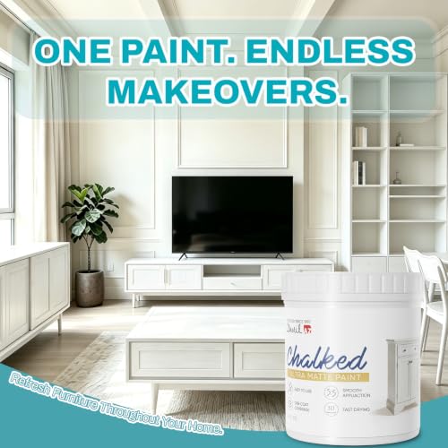 Chalk Paint Furniture Paint White Matte Finish 16OZ (Traffic White / 16 Fl Oz (Pack of 1))