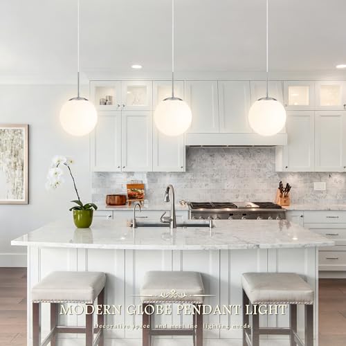 8" Modern Globe Pendant Light Mid (Nickel & Milky Glass / Globe, 8 Inch)