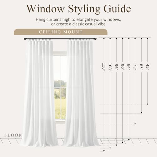 White Linen Curtains 96 Inches Long 2 Panels Drapes for Living Room (White / 50"W x 96"L (Pack of 2))