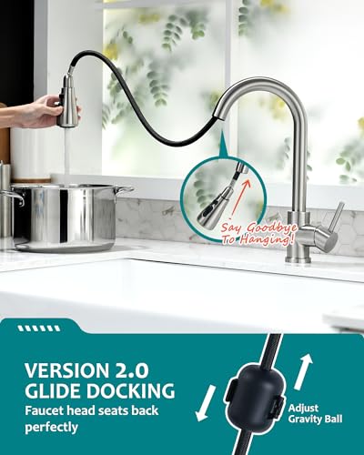 Kitchen Faucet with Pull Down Sprayer (Brushed Nickel-Antique)