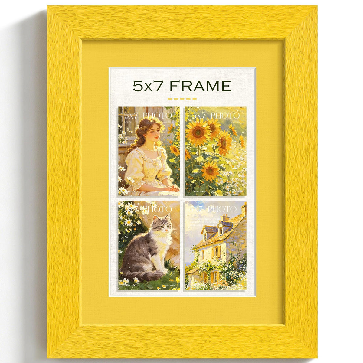 5x7 Mustard Yellow Picture Frame (Mustard Yellow Frame Yellow Mat / 5x7)