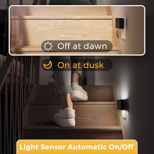 Night Light Dimmable Modern LED Night Lights Plug into Wall (Black(5000K) / 2 Pack)