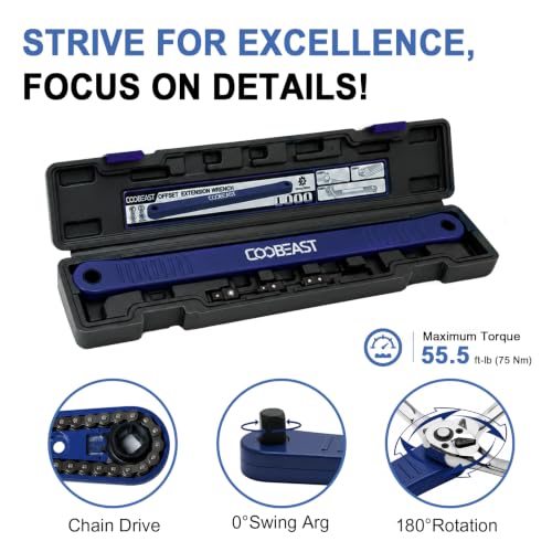 3 8 inch Pro Offset Extension Wrench Impact Wrench Extender Tool Socket Set (Blue / 16.34inch)