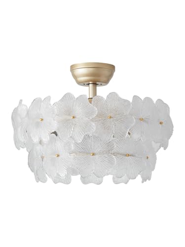 Gold Crystal Fandelier Ceiling Fan with Light (Flower Fandelier Ceiling Fan)