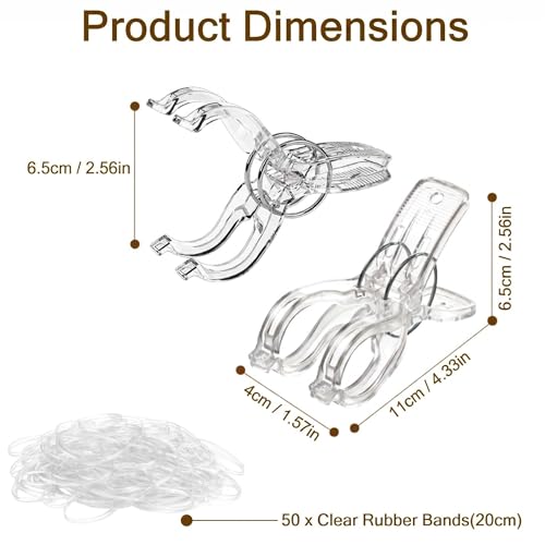 Large Balloon Arch Clips Plastic Transparent Backdrop Spring Clamps Heavy Duty Clip and 50 Pcs Clear Bands for Balloon Arch Kit Birthday Decoration Crafts Woodworking Photography Studios