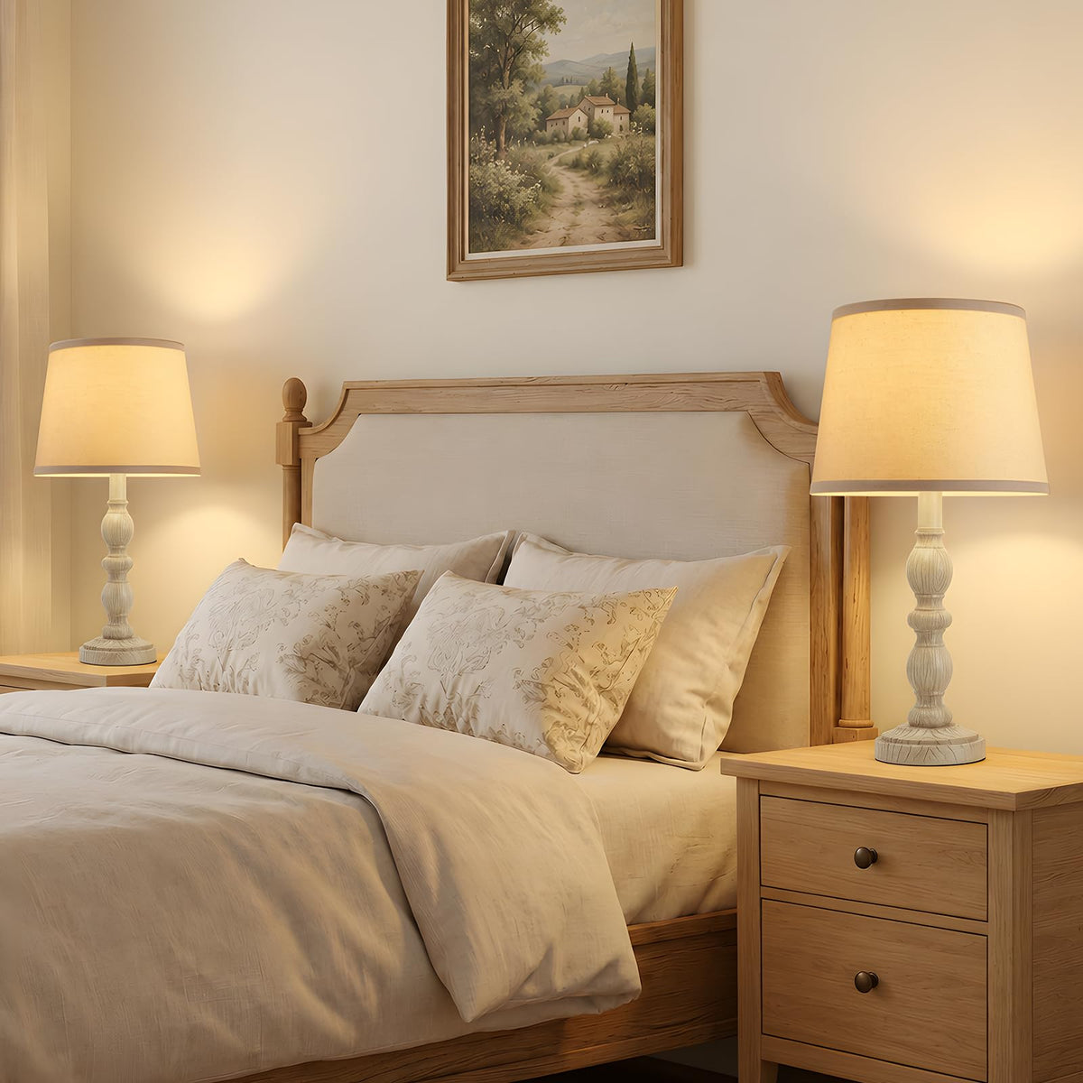 20.5" Bedside Lamps (Almond White)