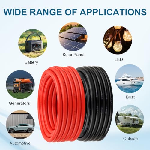 8 Gauge Wire 30FT Red & 30FT Black (8AWG / 30FT)