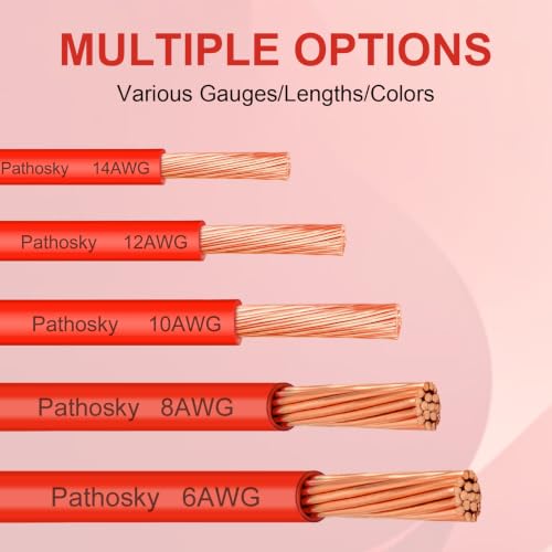 THHN Wire 6 AWG 15FT Stranded OFC Copper Conductor with Nylon Coated PVC Jacket (Red / 6AWG 15FT)