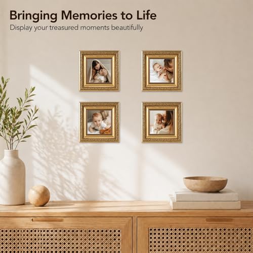 4x4 Vintage Picture Frame (Gold / 4x4 inch)