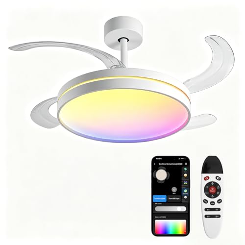 Retractable Ceiling Fan with Light and Remote