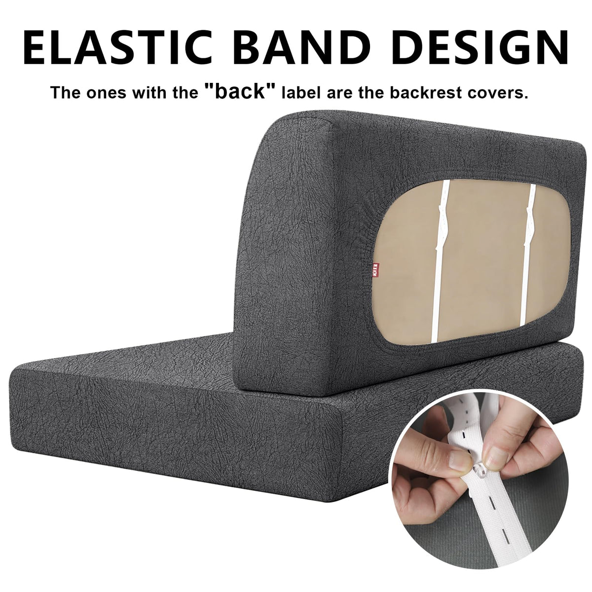 Leather Look RV Dinette Cushion Covers (2 Sets / 256 Dark Gray)