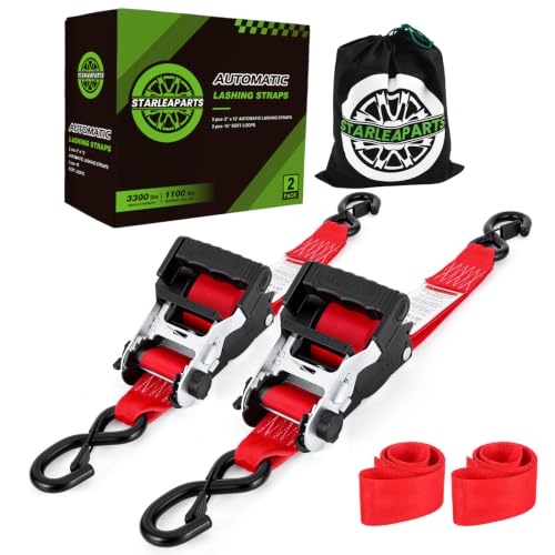 2" x12' Retractable Ratchet Straps 2 Pack 3300LBS