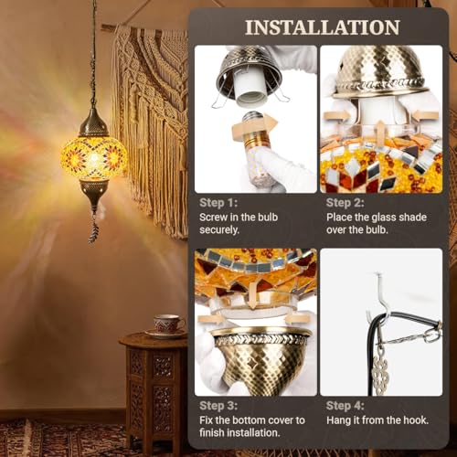 Turkish Moroccan Mosaic Pendant Light (Yellow)