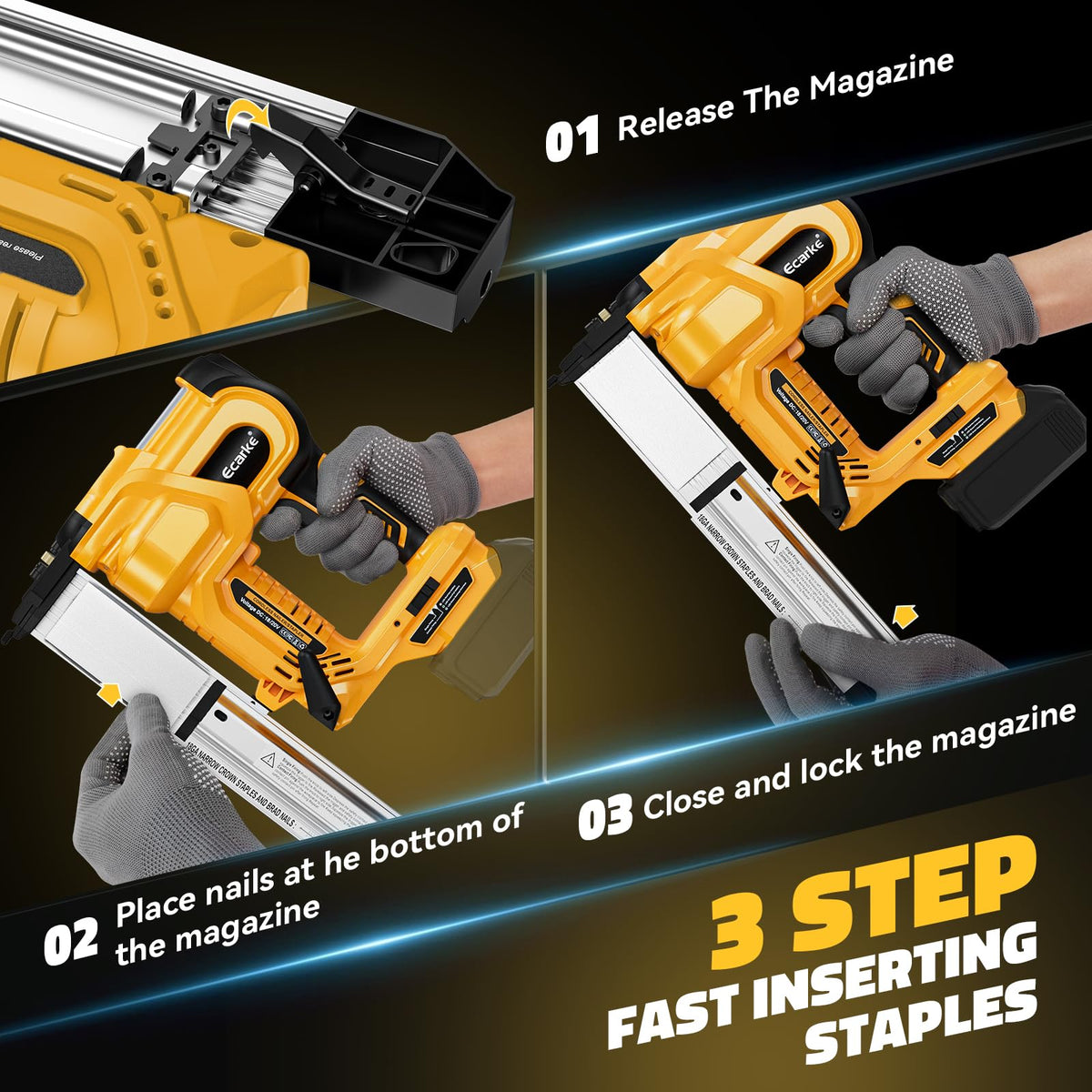 Cordless 2 Inch Brad Nailer Compatible with DeWalt 20V Battery (Yellow)