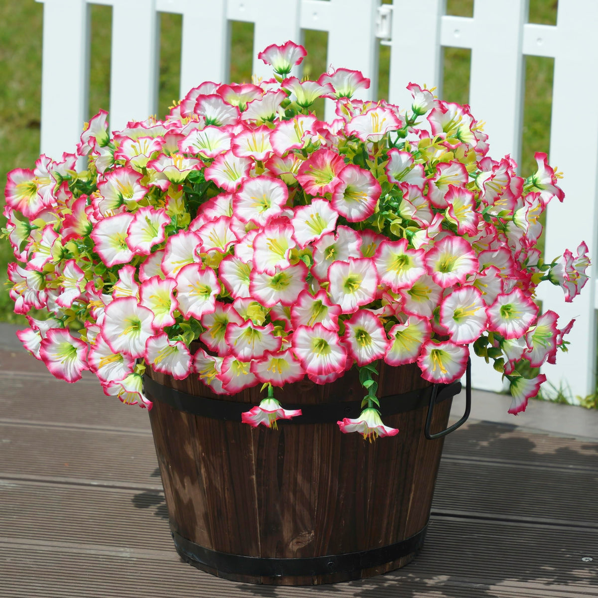 Artificial Faux Outdoor Flowers Plants for Spring Summer Decoration (12 Bundles Pink)