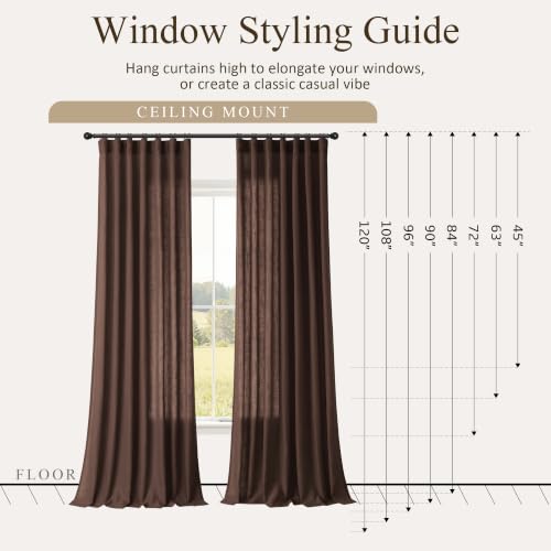Coffee Linen Curtains 84 Inches Long 2 Panels for Living Room (Coffee / 50"W x 84"L (Pack of 2))