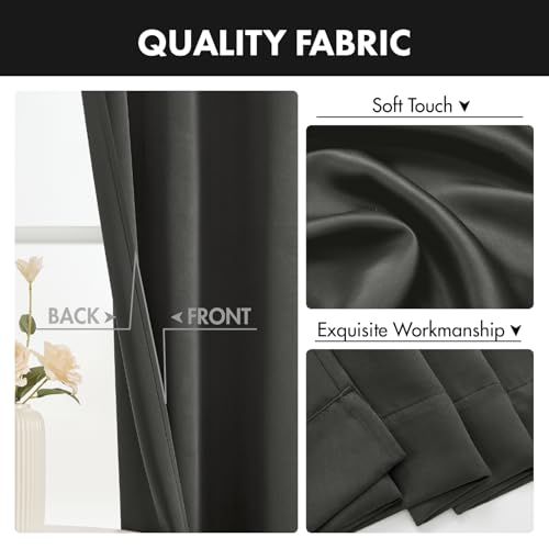Dark Grey Blackout Curtains 72 Inch Length for Bedroom 4 Panels (Dark Grey / 40"W x 72"L (Pack of 4))